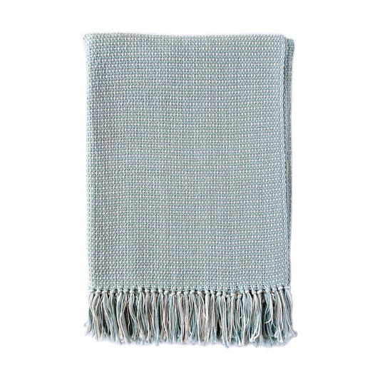 VILLA HANDWOVEN COTTON THROW - SEAFOAM