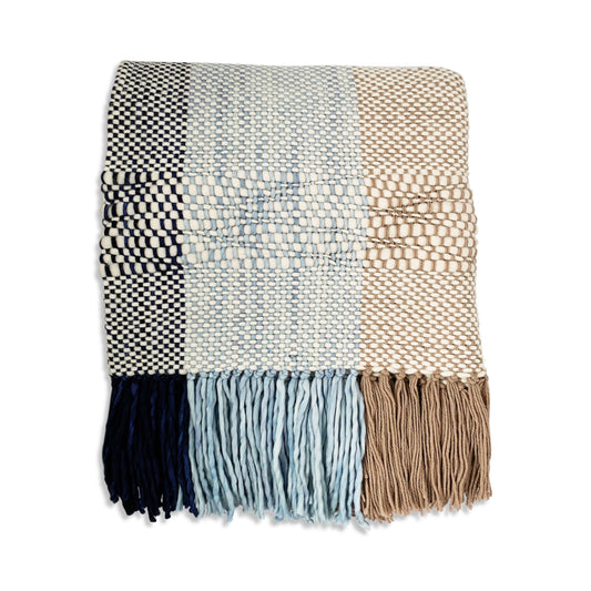 USHUAIA HANDWOVEN THROW - NAVY