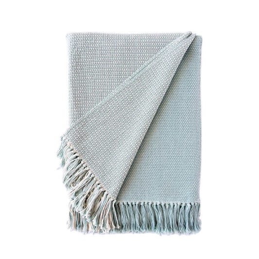 VILLA HANDWOVEN COTTON THROW - SEAFOAM