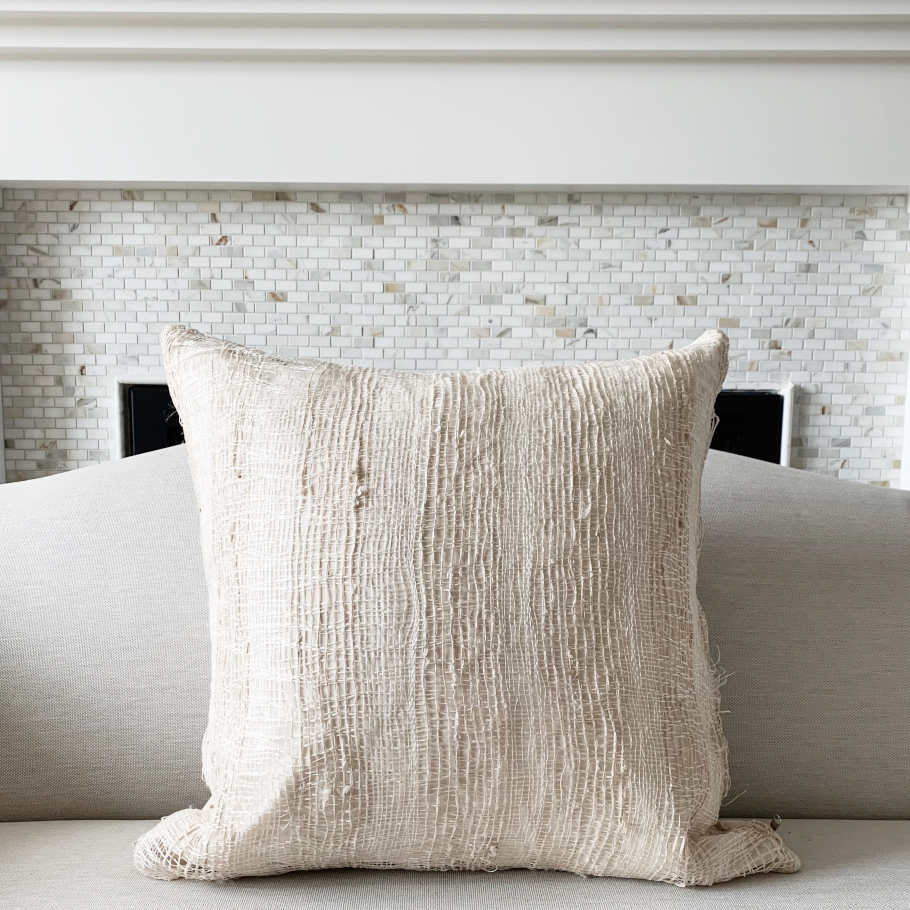 Costa Handwoven Pillow - Ivory/Off White